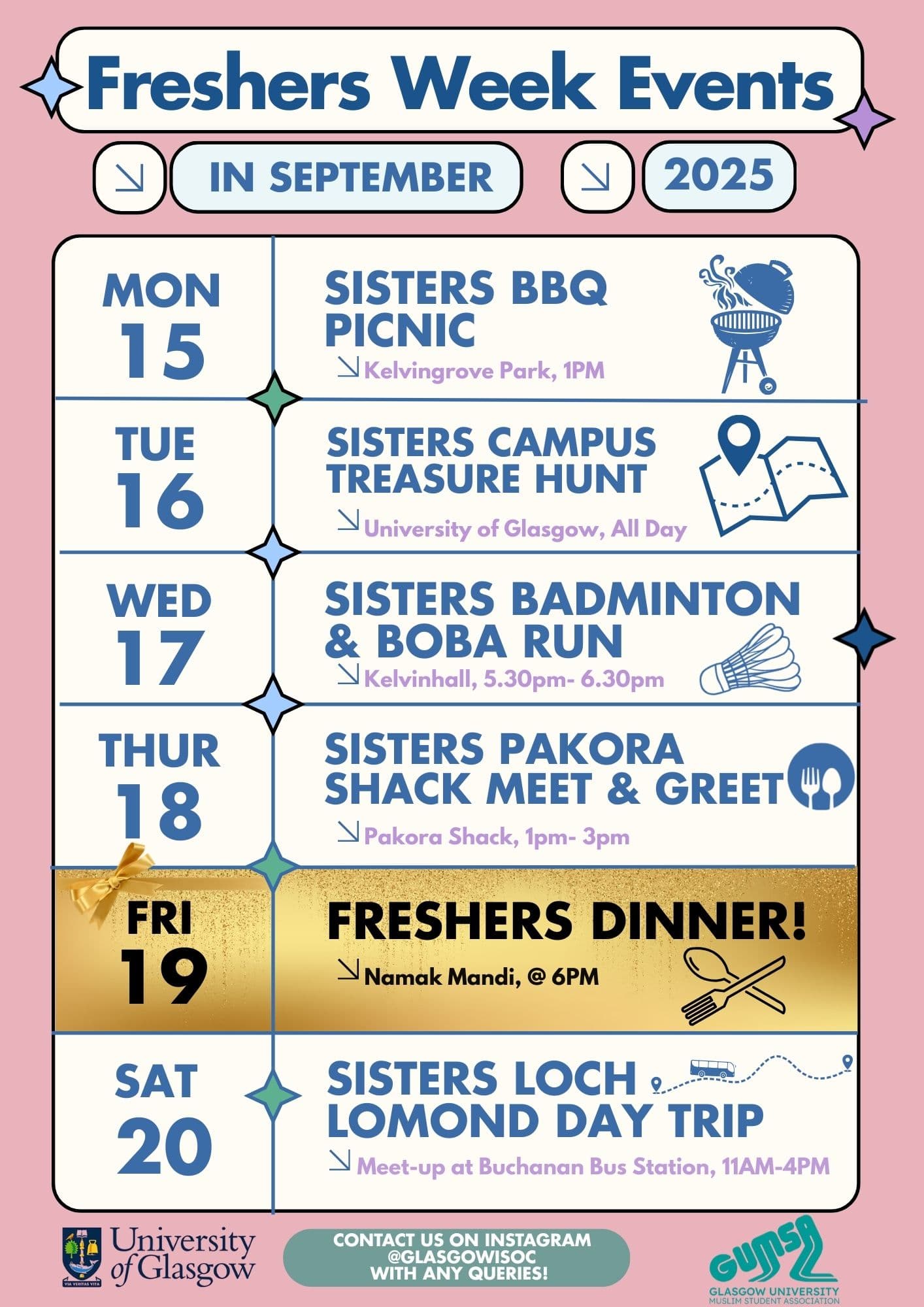 Sisters Freshers Events